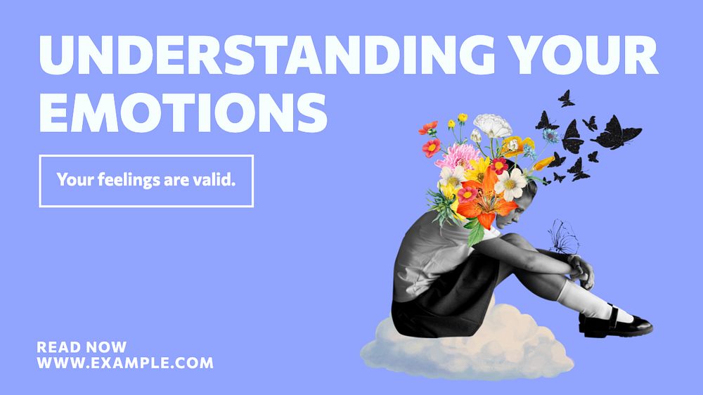 Understanding your emotions  blog banner template, editable text