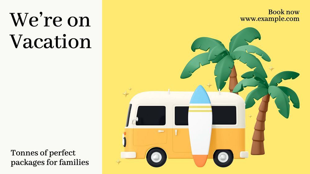 Vacation packages  blog banner template, editable text