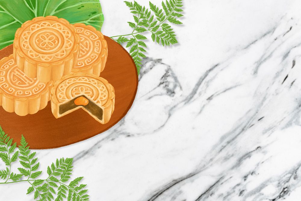 Mooncake salted egg background, Chinese dessert illustration, editable design