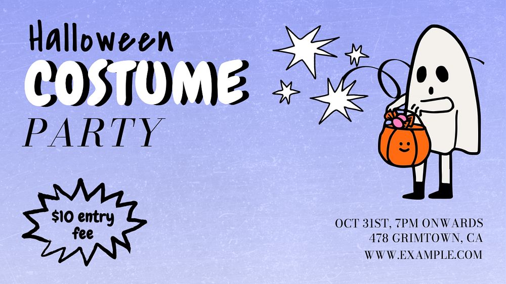 Halloween costume party  blog banner template, editable text