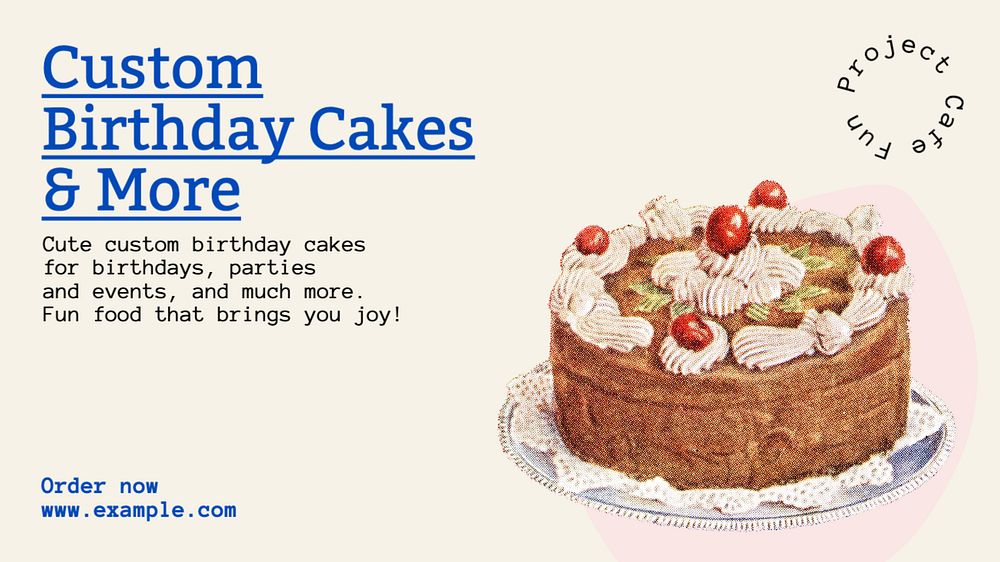 Birthday cakes  blog banner template, editable text