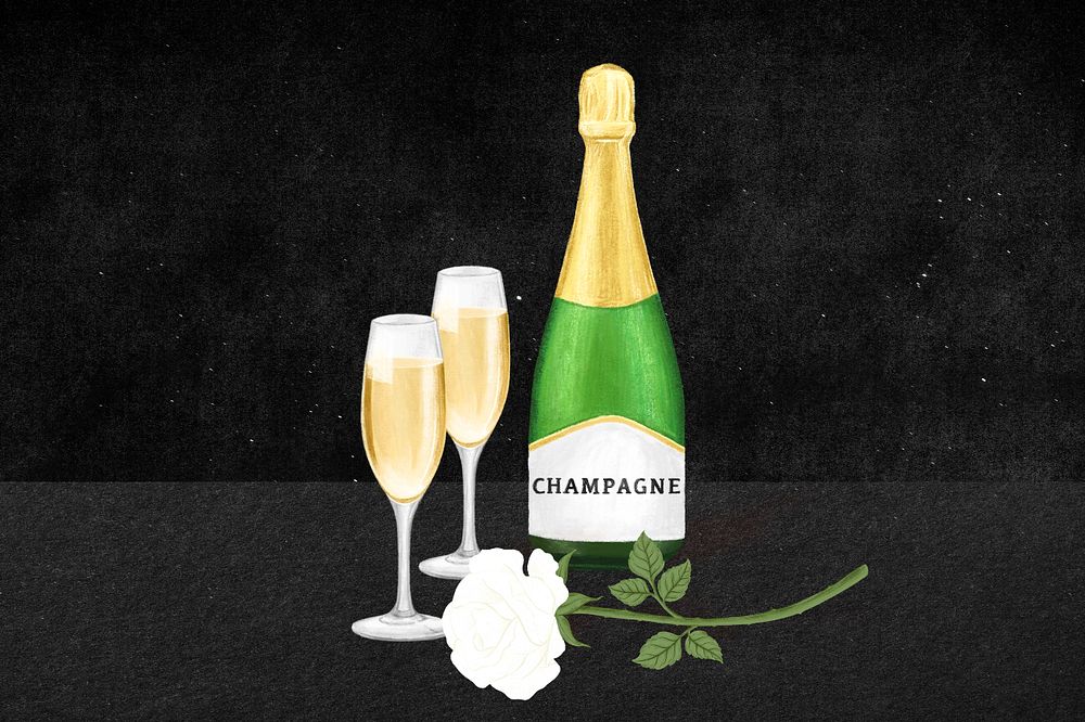 Champagne glasses, alcoholic drinks illustration, editable design