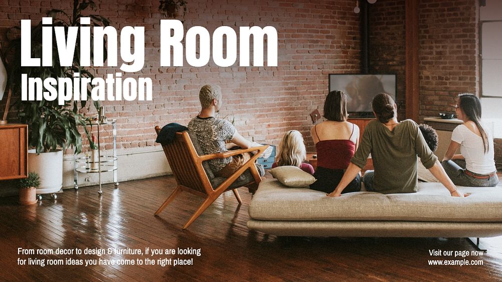 Living room inspiration blog banner template, editable text