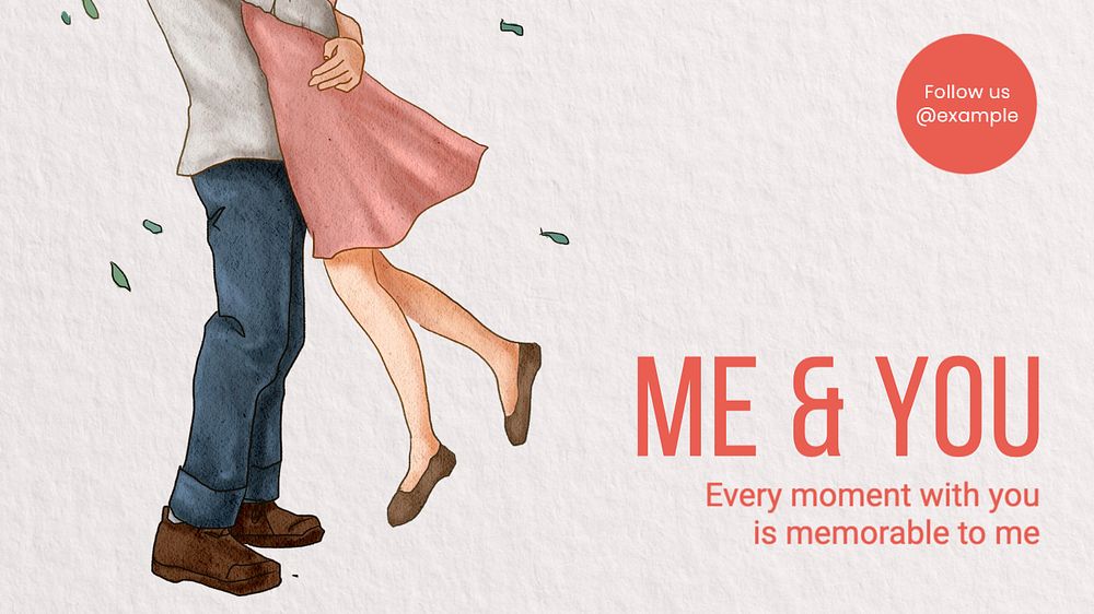 Me & you  blog banner template, editable text