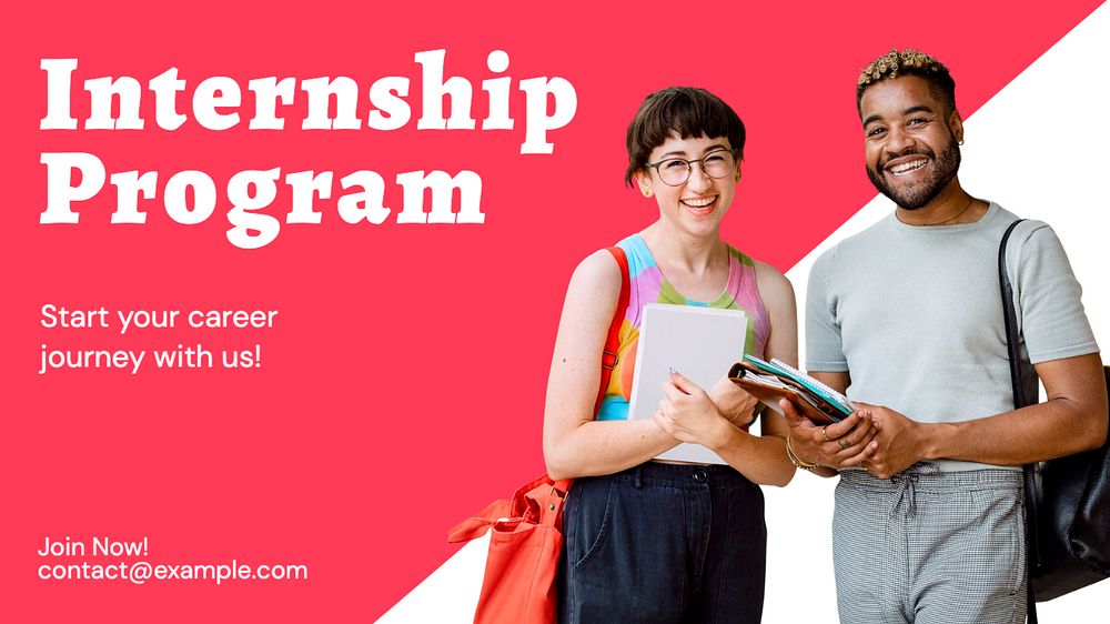 Internship program blog banner template, editable text