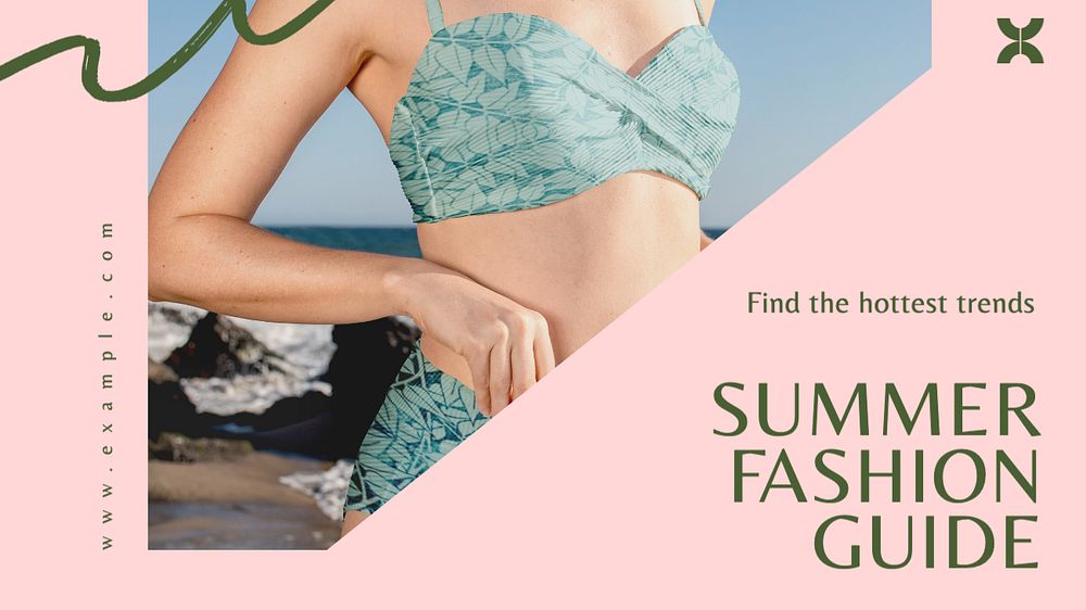 Summer fashion guide  blog banner template, editable text