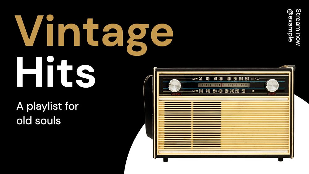 Vintage hits  blog banner template, editable text