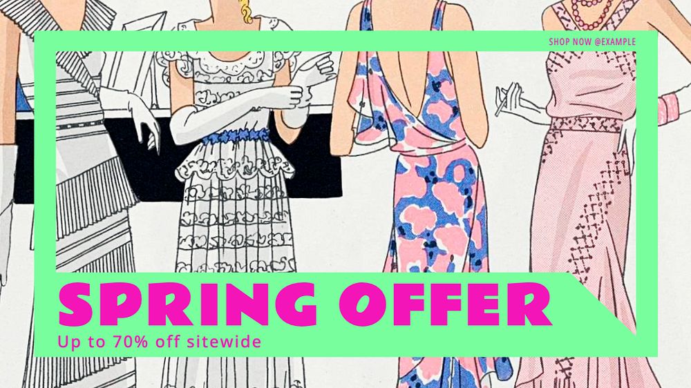 Spring offer  blog banner template, editable text