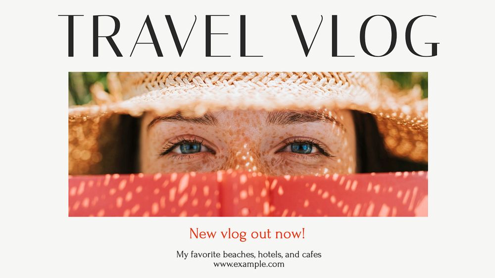 Travel vlog  blog banner template, editable text