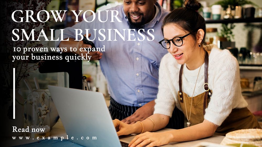 Grow small business blog banner template, editable text