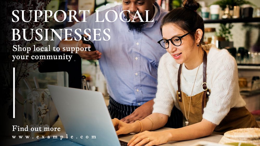 Support local businesses blog banner template, editable text