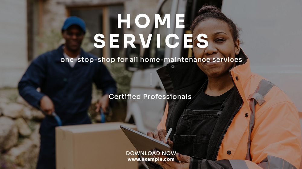 Home services blog banner template, editable text