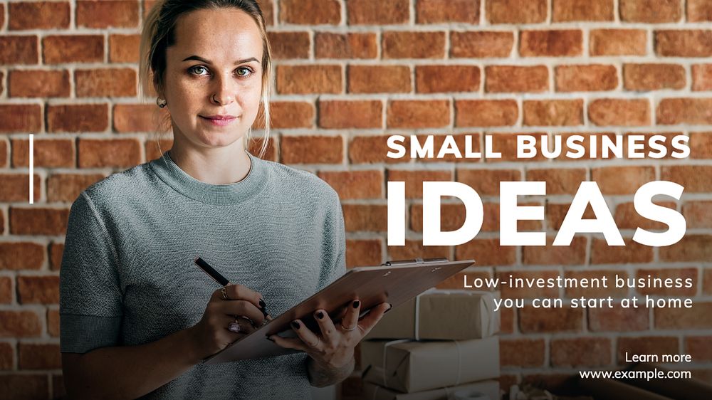 Small business ideas blog banner template, editable text