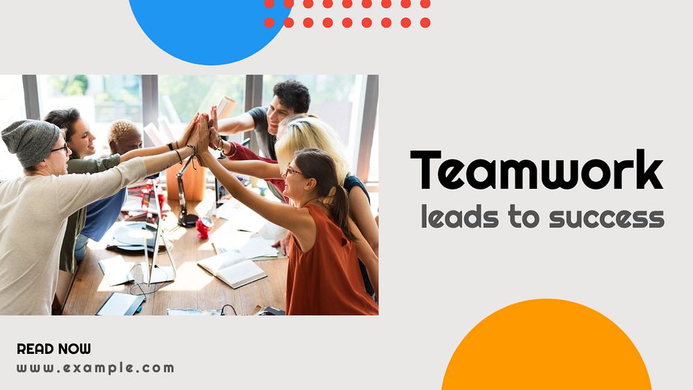 Teamwork & success blog banner template, editable text