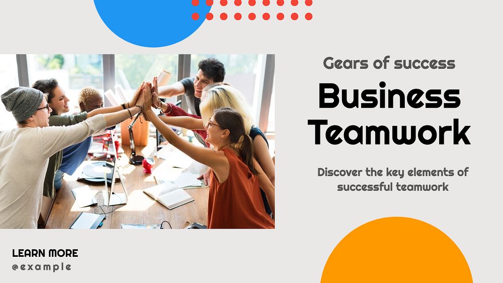 Business teamwork blog banner template, editable text