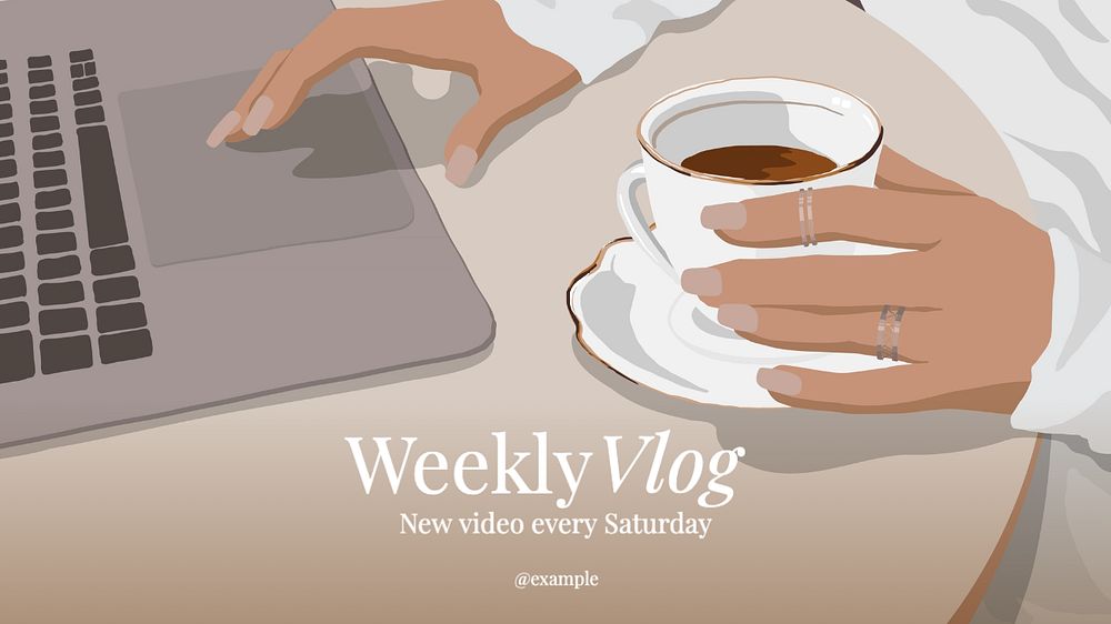 Weekly vlog blog banner template, editable text