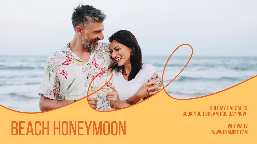 Beach honeymoon holiday  blog banner template, editable text