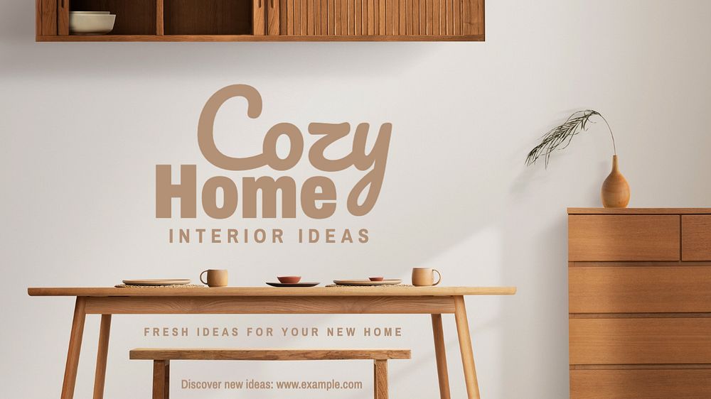 Home interior ideas blog banner template, editable text