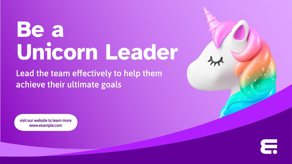 Unicorn leader blog banner template, editable text