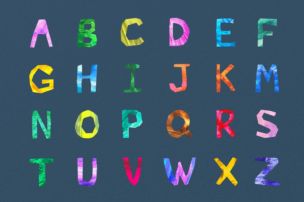 A to Z, colorful paper English alphabet set, editable design