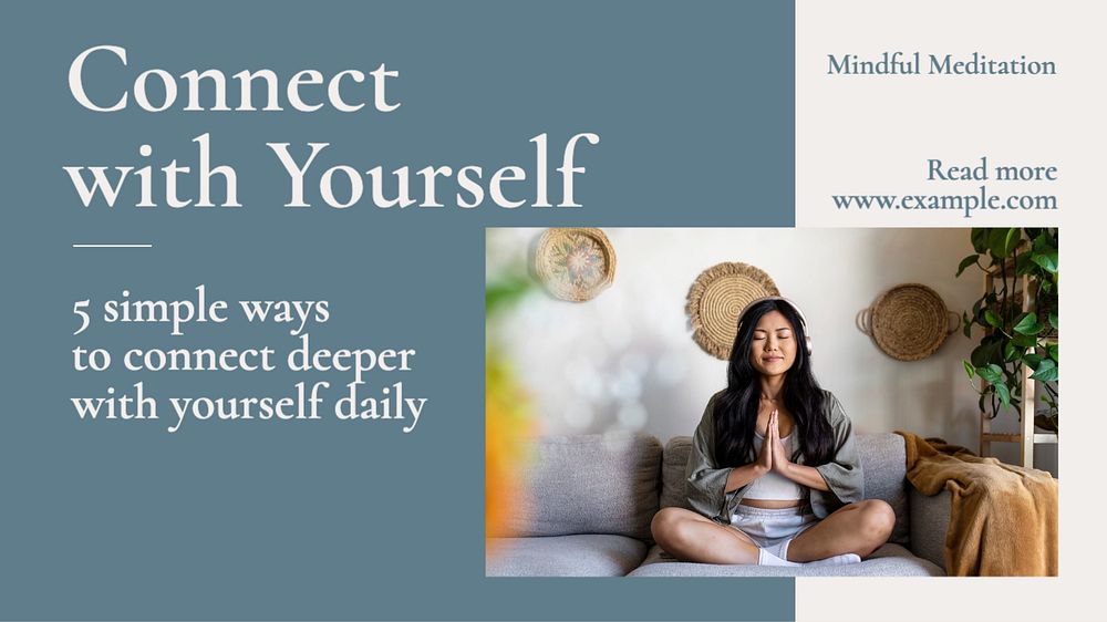 Connect with yourself blog banner template, editable text