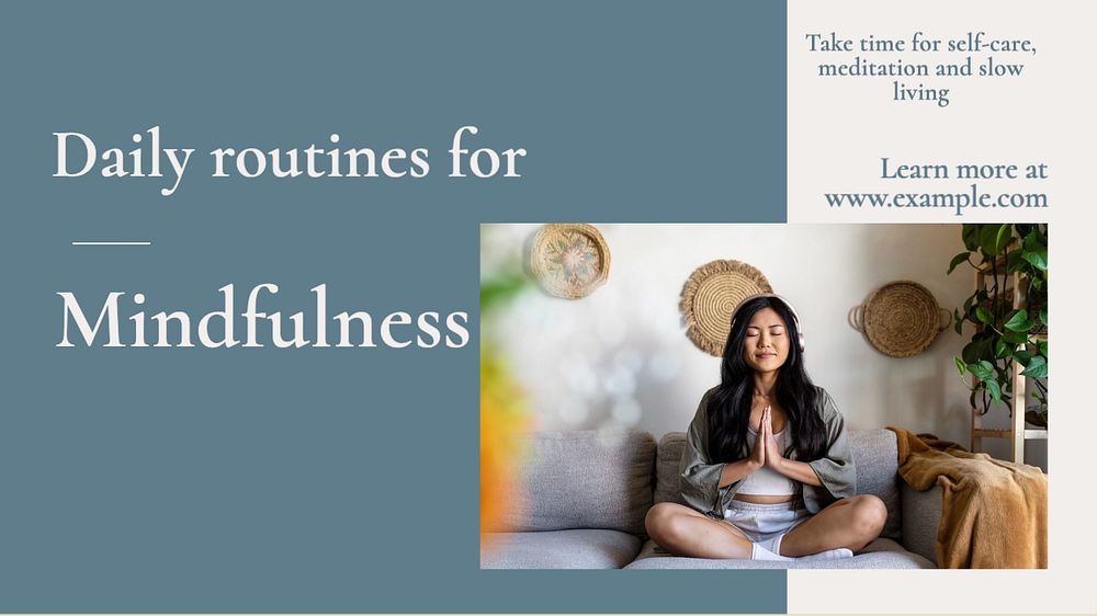 Mindfulness routines blog banner template, editable text