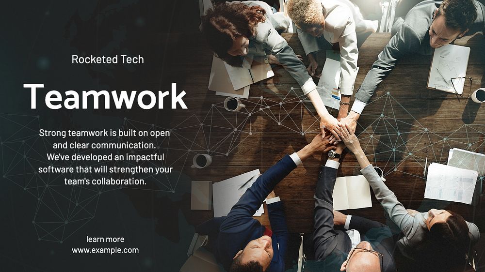 Teamwork blog banner template, editable text