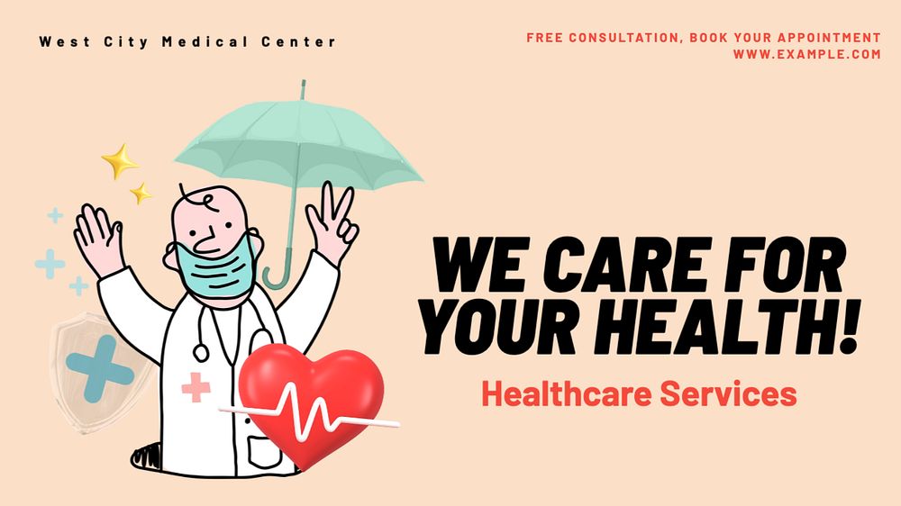 Healthcare services  blog banner template, editable text