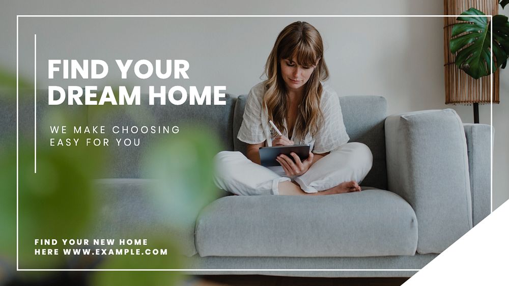 Dream home blog banner template, editable text