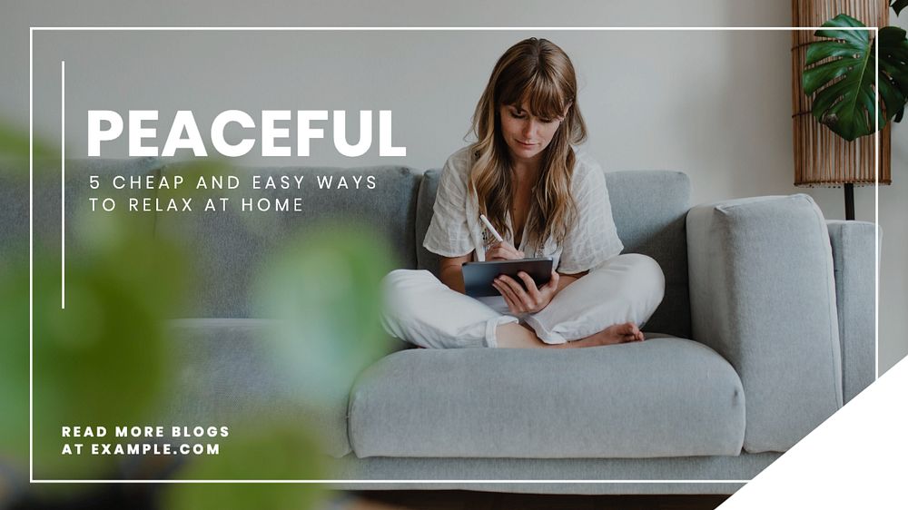 Peaceful home blog banner template, editable text