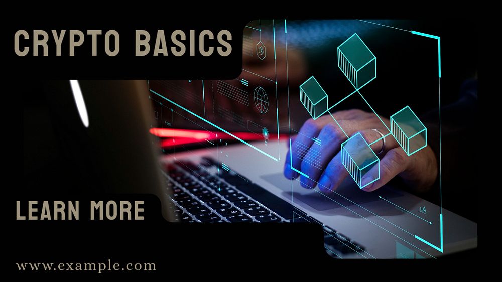 Crypto basics Facebook cover template, editable design