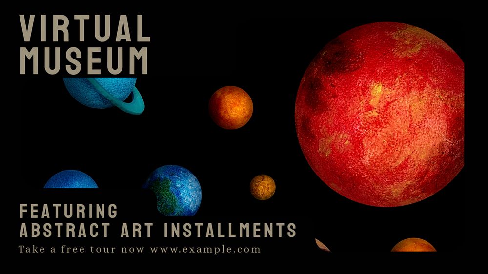 Virtual museum blog banner template, editable text