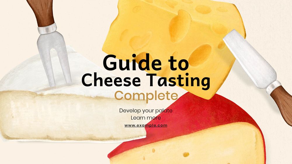 Cheese tasting guide blog banner template, editable text