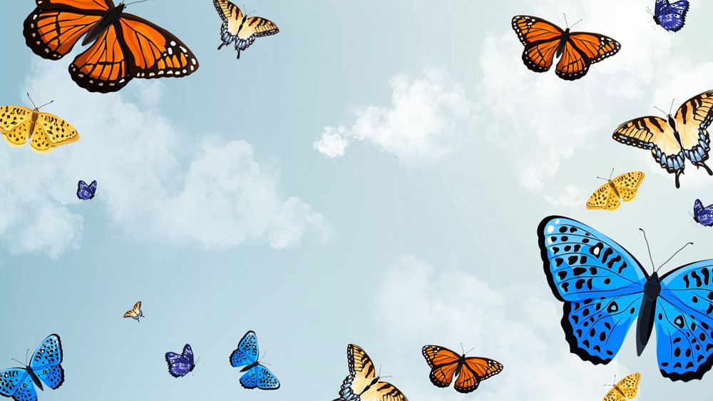 Editable butterfly sky   desktop wallpaper