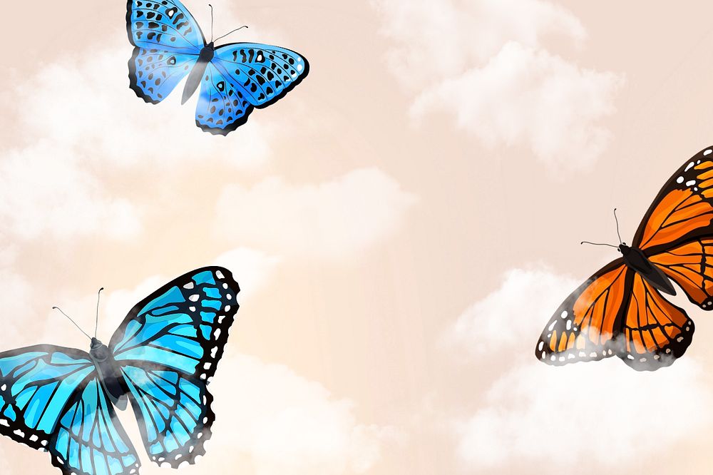 Editable butterfly sky background design