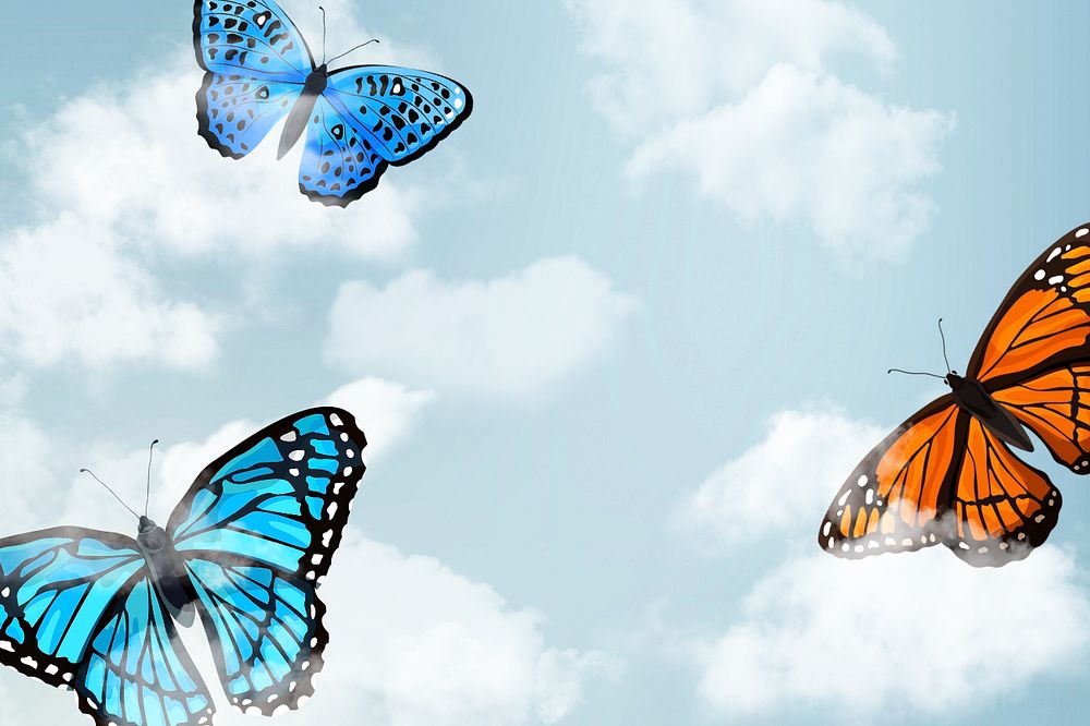 Editable butterfly sky background design