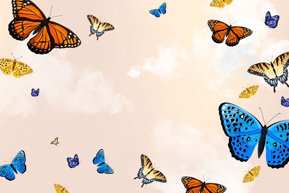 Editable butterfly sky background design