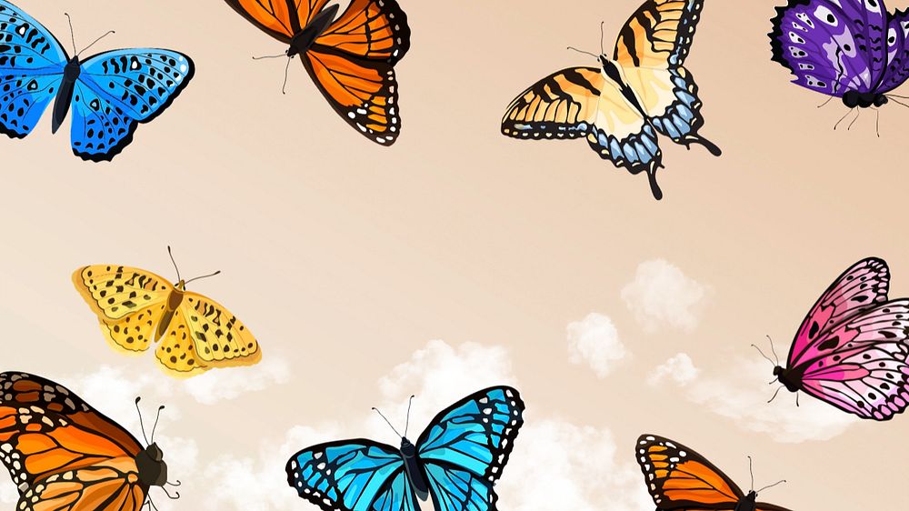 Editable butterfly sky   desktop wallpaper