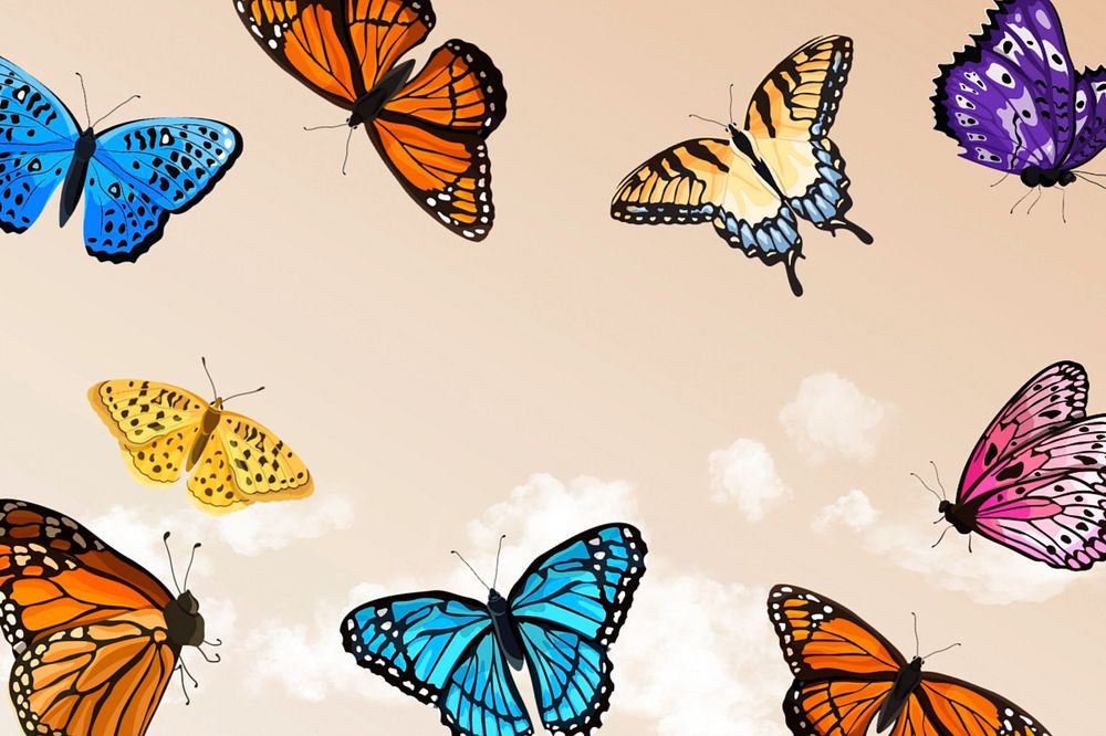 Editable butterfly sky background design