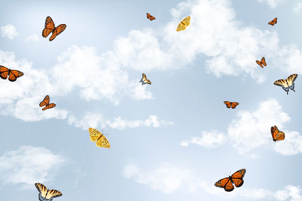 Editable butterfly sky background design