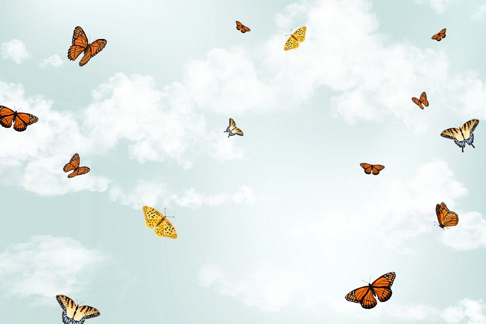 Editable butterfly sky background design