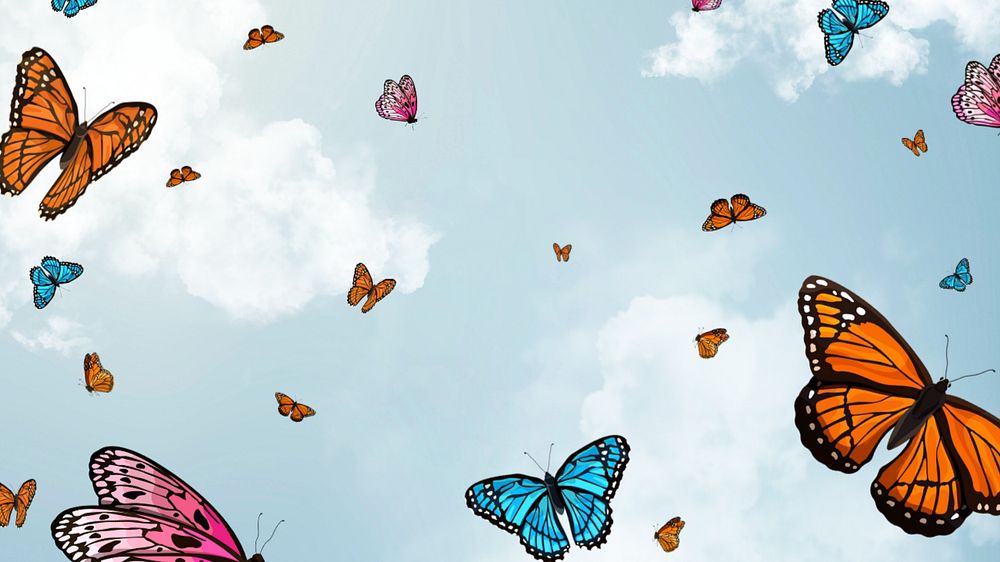 Editable butterfly sky   desktop wallpaper