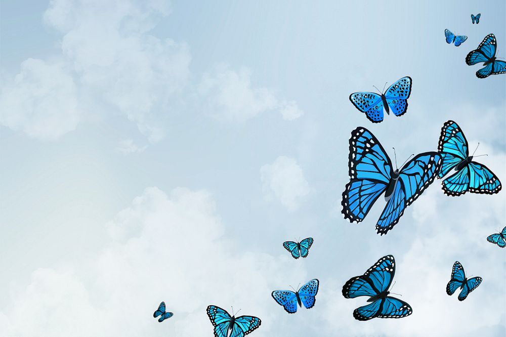 Editable butterfly sky background design