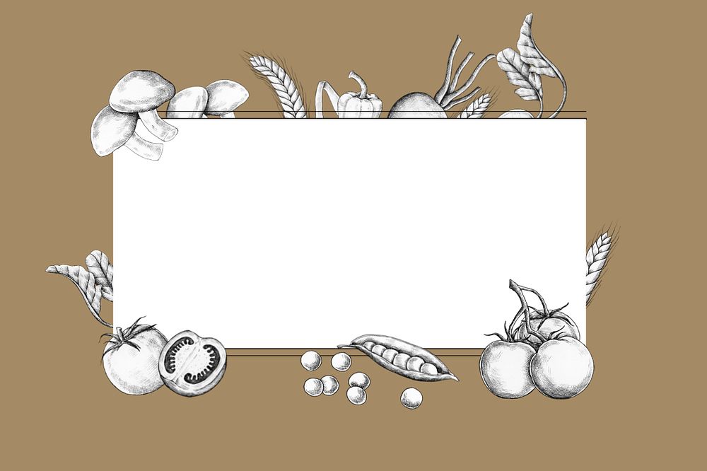 Vegetable border frame, brown background, editable design