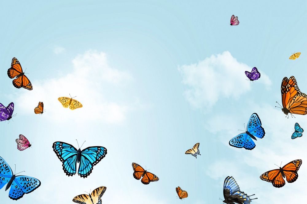 Editable butterfly sky background design