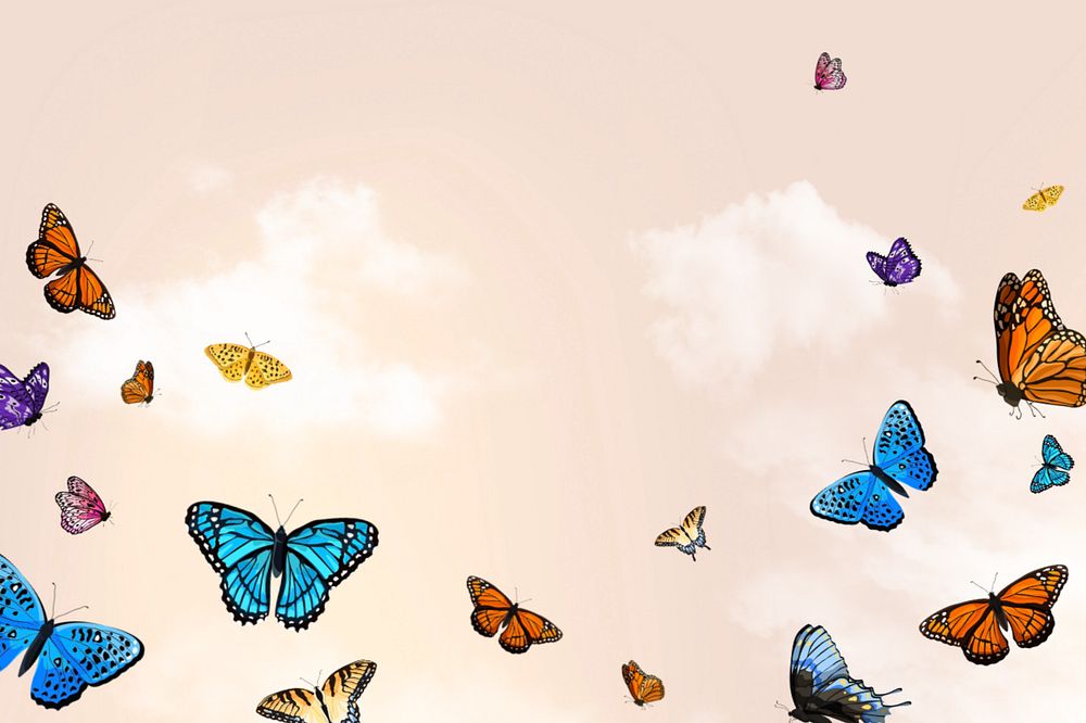 Editable butterfly sky background design