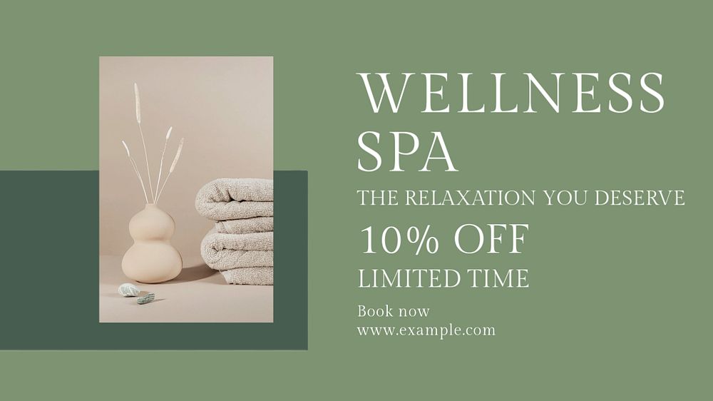 Wellness spa  blog banner template, editable text