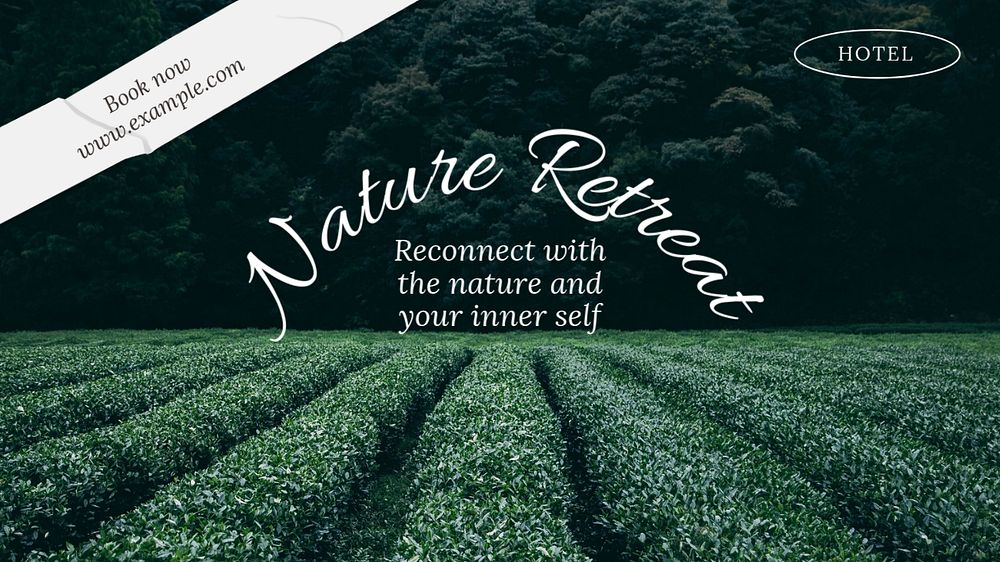 Nature retreat blog banner template, editable text