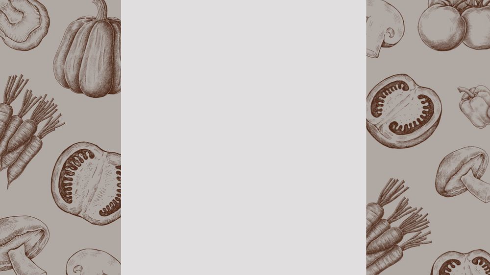 Vegetable vintage frame, gray desktop wallpaper, editable design