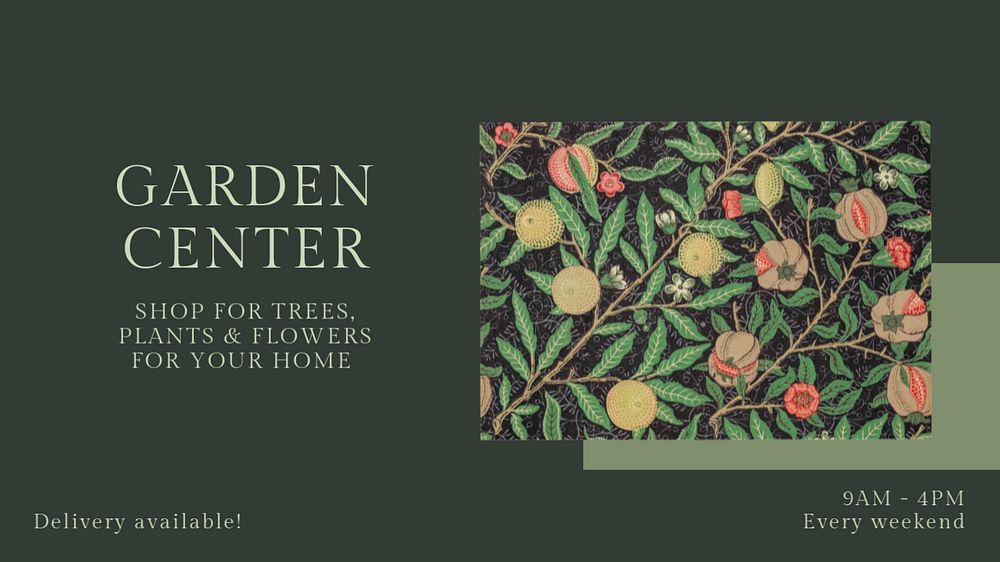 Garden center  blog banner template, editable text